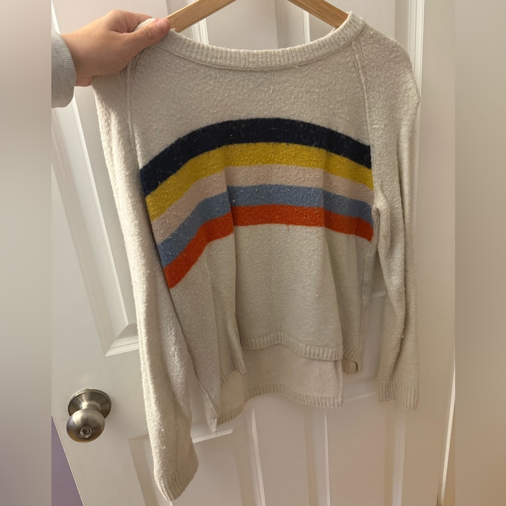 Madewell Cream Sweater with Multicolor Stripes